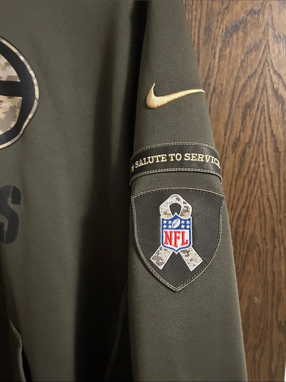 Nike salute to service Olive Green Green Bay Packers  Hoodie